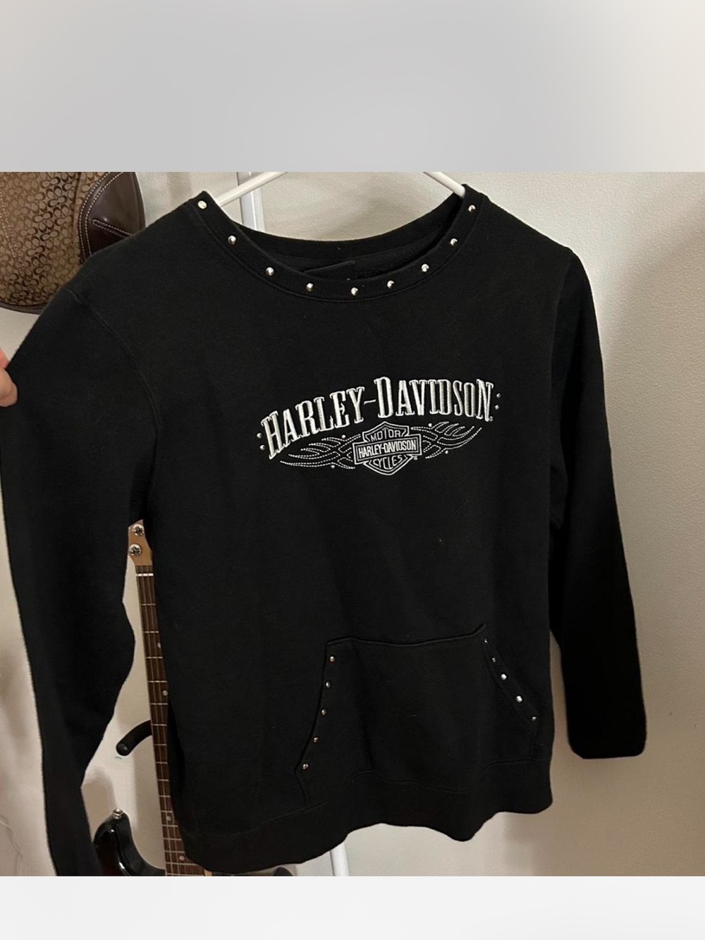 Harley-Davidson Black Stud-Trim Pullover Sweatshirt